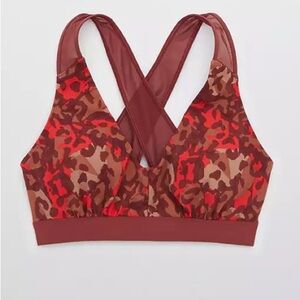 Aerie OFFLINE Red Cheetah Mesh Back Bra